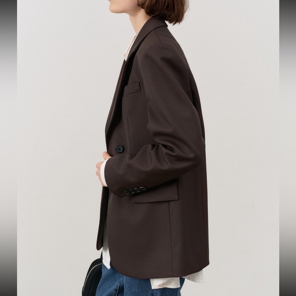 NWT Dunst Essential 2 Button Wool Blazer Size M in Brown - Picture 10 of 11